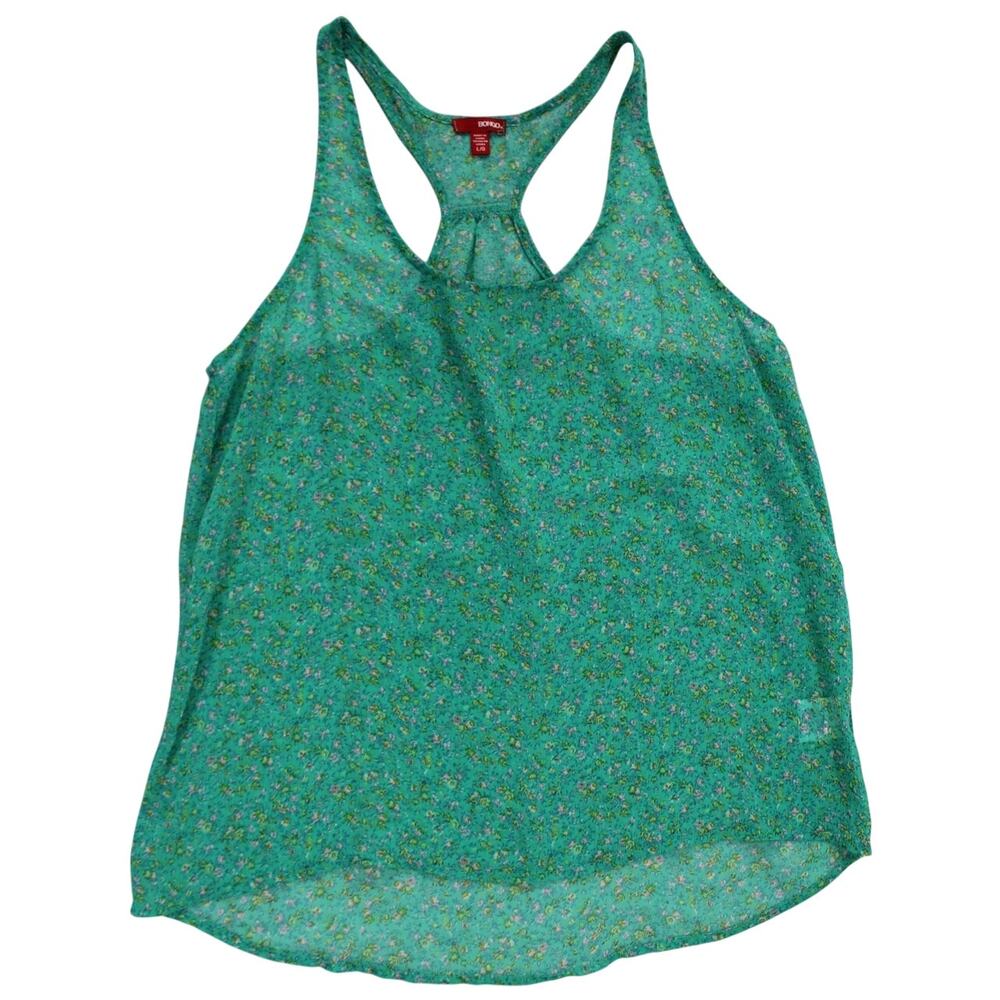 Bongo Green Floral Racerback Tank Top Size Large